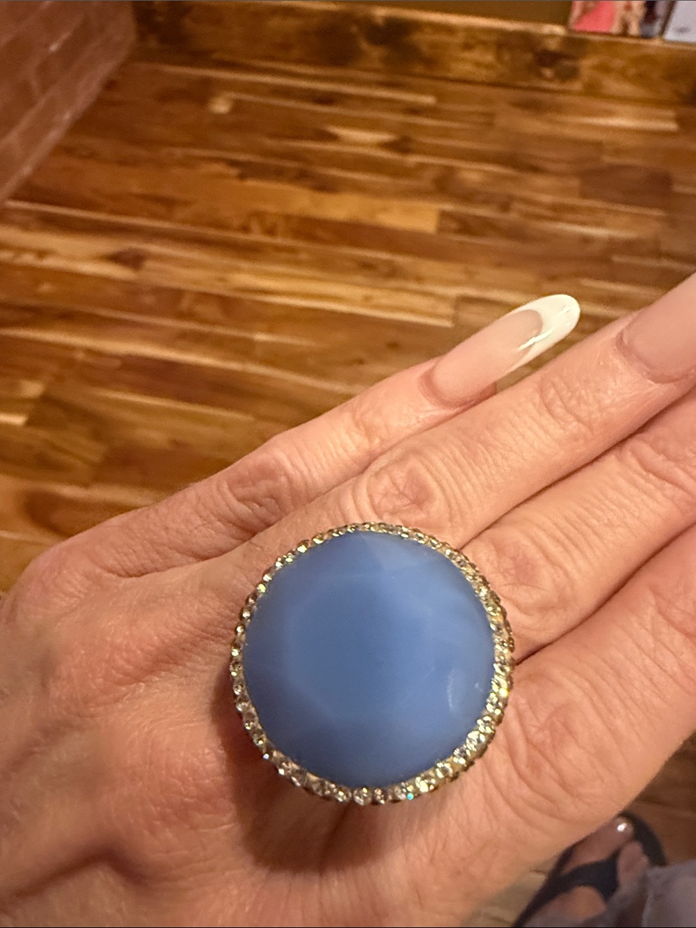 New Blue purple Statement Ring with Crystal Halo - Women Jewelry/ adjustable